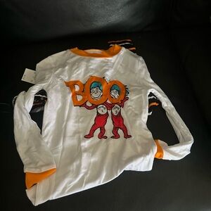 Dr. Seuss Black and Orange Striped Pajama Set